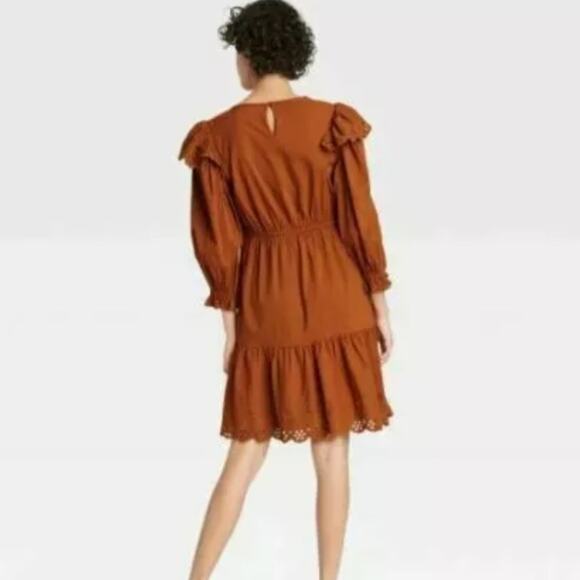 Universal Thread Cotton Peasant Dress Brown Size Large - Picture 6 of 9